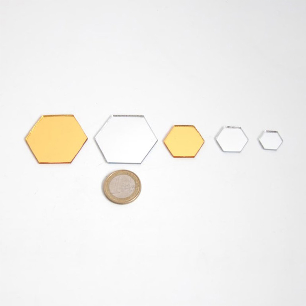 Set of 10 Hexagon Shaped Crafting Mirrors Shatterproof Acrylic Many Colours 