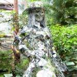 Mirror Lady in the garden half sized