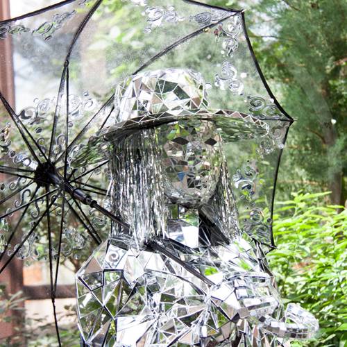 Mirror Lady costume with umbrella from side