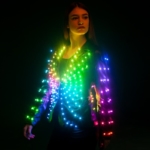 Rave jacket gloving in rainbow colours