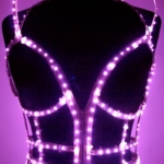LED light up cage dress zoomed chest area in purple colour