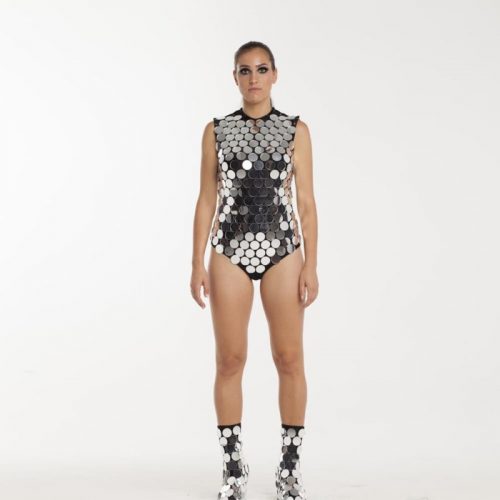 Without sleeves and pants part Disco Ball Bodysuit "Circle" Transformer view from front