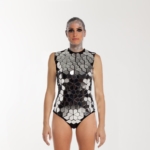 Mirror bodysuit "Diamonds" costume just body part view from front