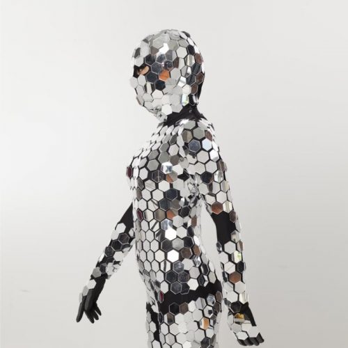 Top side part of Disco ball sparkly mirror bodysuit costume