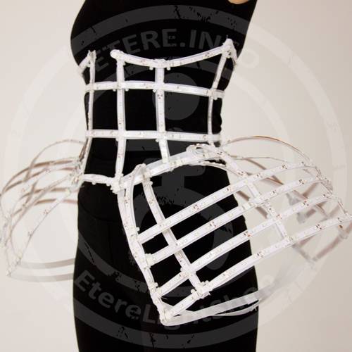 Cage dress butterfly in white colour with turned off LEDs from front