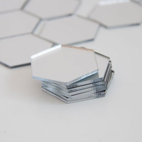 Stock of mirror silver hexagons