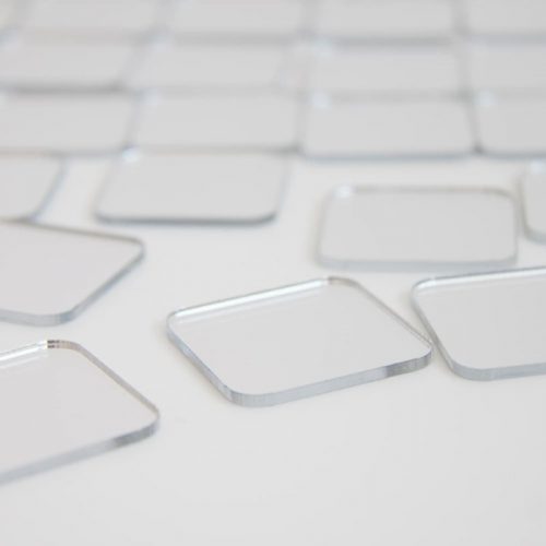 Suqre mirror tiles in close view