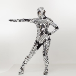 Full side part of Disco ball sparkly mirror bodysuit costume