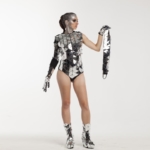 Without pants and sleeve in Mirror Suit Transformer Disco ball bodysuit "Triangles"