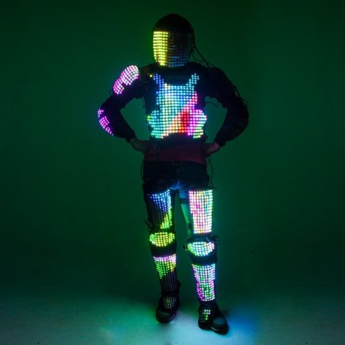 Glowing in the dark LED armor suit