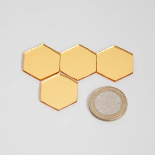 Medium gold hexagons comparison with coin