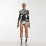 Mirror bodysuit "Diamonds" costume without pants view from front