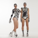 Set of 2 Mirror Suit Transformer Disco ball bodysuit "Triangles" and "Diamonds" without pants