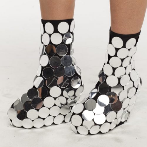 Disco ball mirror fashion overshoes - Circle style from front