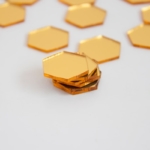 Stock of mirror gold hexagons