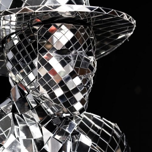 Square mask of Mirror man glass man performance costume