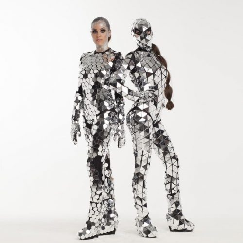Set of 2 Mirror Suit Transformer Disco ball bodysuit "Triangles" and "Diamonds" full complect