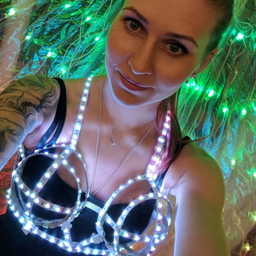 Cage corset in a form of led bra gkowes in white