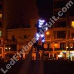 Flying on flyboard and wearing LED suit