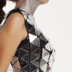 Chest part of Mirror Suit Transformer Disco ball bodysuit "Triangles" from side