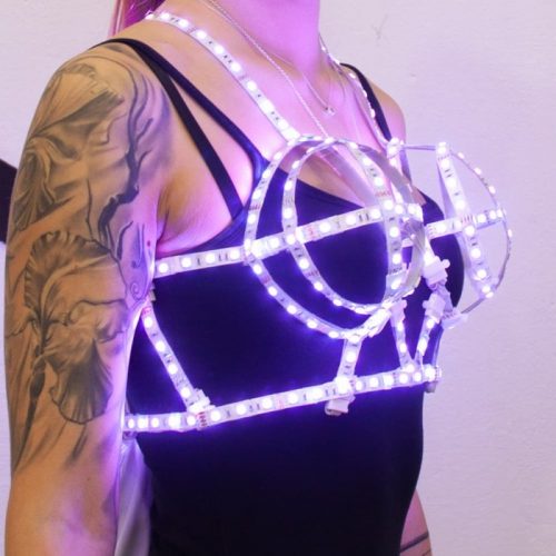 Cage corset in a form of led bra gkowes in purple