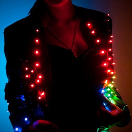 Glowing jacket with red, green, blue and yellow effect