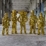 5 Golden Mirror man performance costumes