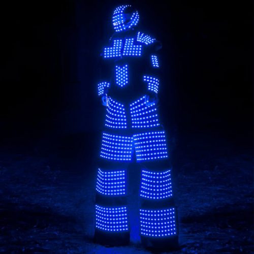 led robot on stilts suit