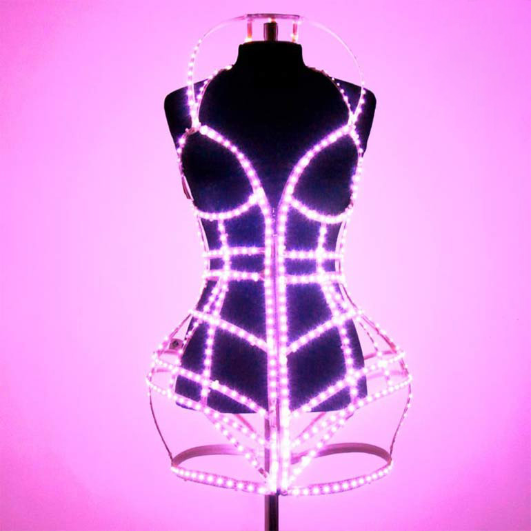 Rave LED light up Cage dress outfit / fashion festival costume clothing  _C17-1