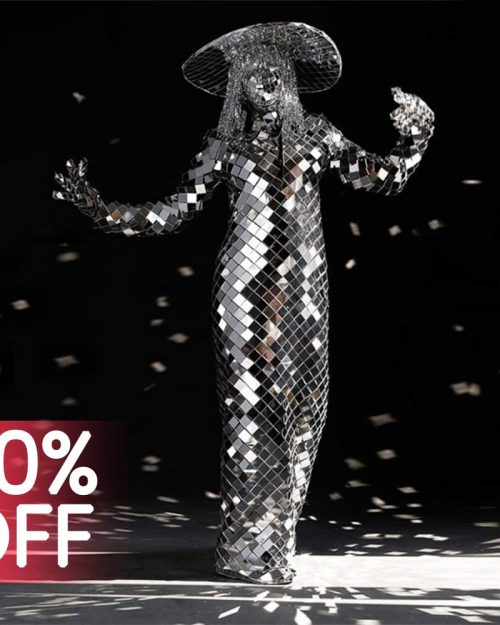 Silver sequin disco ball mirror body costume / short glitter sequin