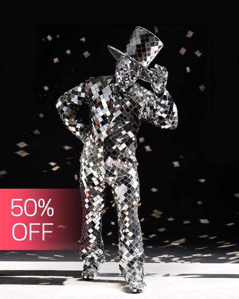 Silver Mirror man suit mirror clothing for public performance, ETERE