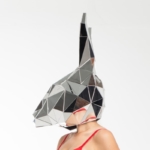 Mirror Bunny 3D mask from side on live person
