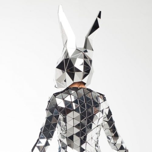 Mirror Bunny 3D mask and mirror outfit on model