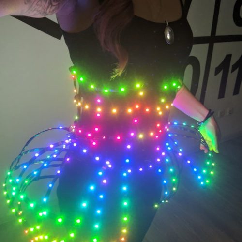 LED glowing corset dress shooting from top 2