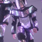 Walking in a LED Screen Armor SMART Suit