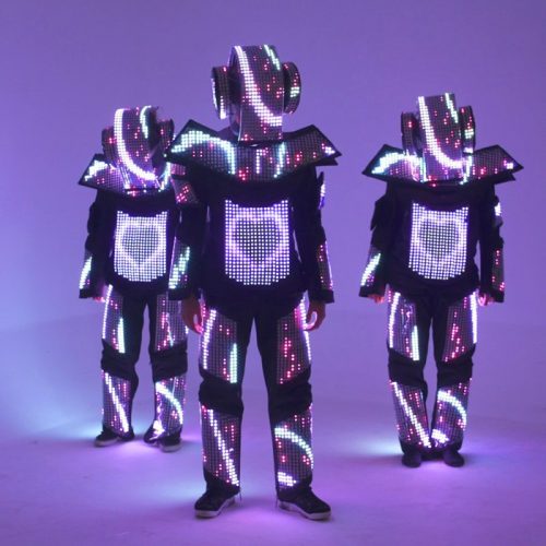 LED Screen Armor SMART Suit that fall in love. Heart on the bellt