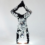 Artist making hand stand in LED Flyboard Suit - Mirror Style