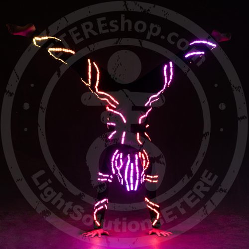 Making acrobatic tricks in SMART LED light up Aerialists suit handstand