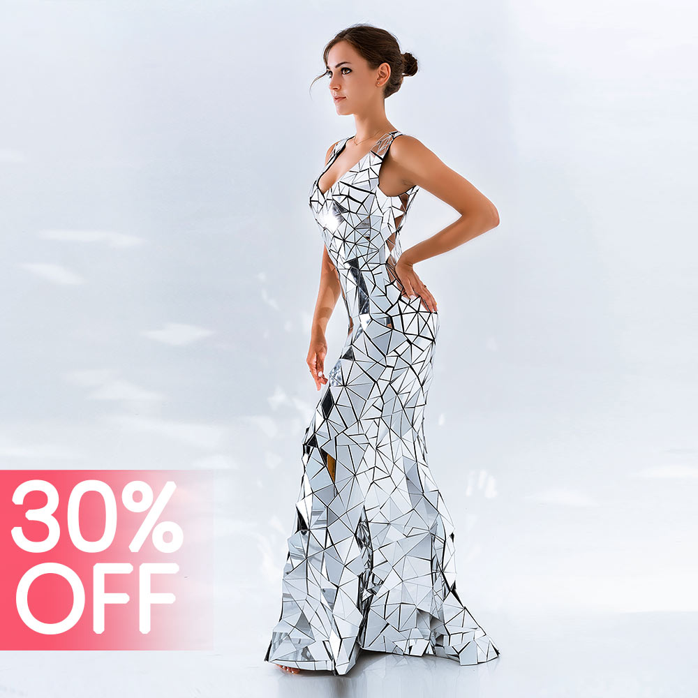 Broken mirror sleeveless dress Mirror clothing by