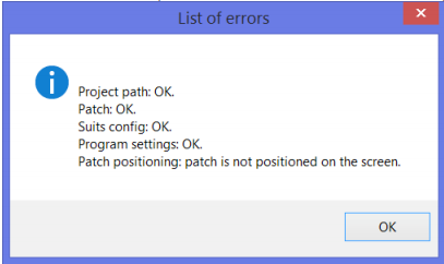'List of errors' window.