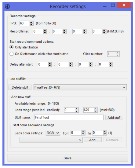 ‘Recorder settings’ window.  