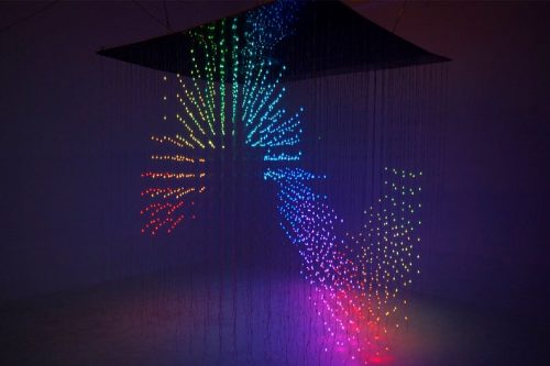 3D LED Cube with curve raonbow line effect