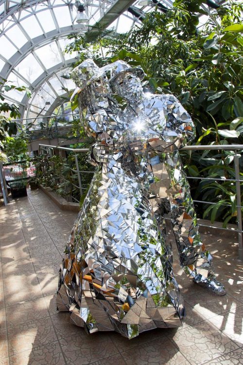 Man and Lady costumes fully covered in mirrors