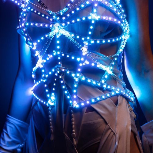 LED corset that create blue and white combination