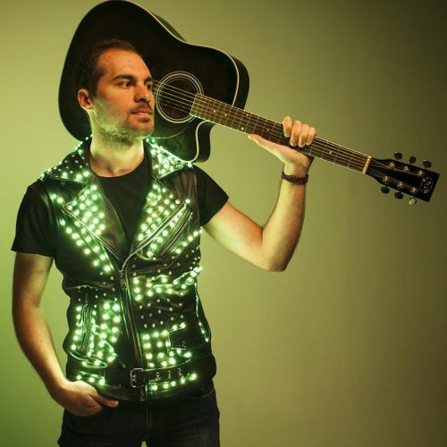 Just a guy with guitar and light up chest