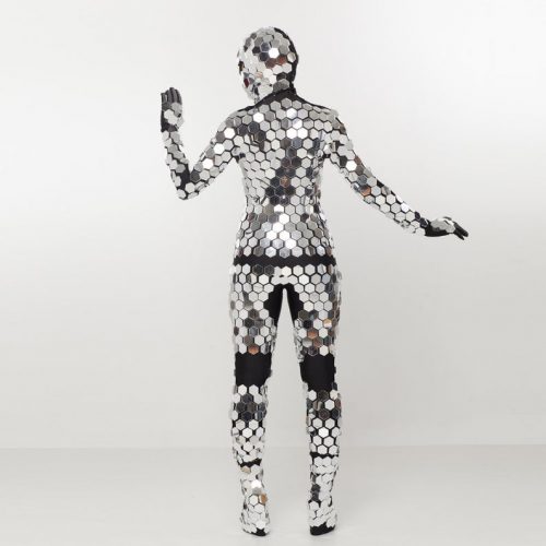 Discoball costume from behind in a full lenght