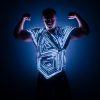 Photoshooting of LED cage armor in complete dark view from front