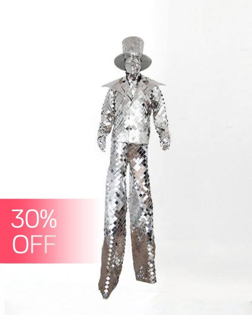 Glitter Sparkly Mirror stilt walker costume