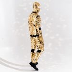 Half a turn in Gold Triangle disco ball mirror bodysuit costume