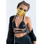 Sexy image of girl in Festival Gold mirror feather mask